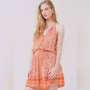 Poupette St Barth Carine Smocked medium Halter floral Blouson mini dress NWT